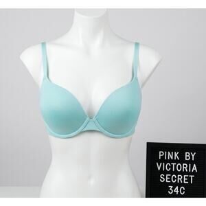 PINK Victoria's Secret 32B Bra Blue Heathered Lightly Lined Demi Sexy VS